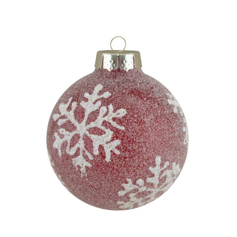 Set of 12 Red Glass Christmas Ornaments 1.75-Inch (45mm)