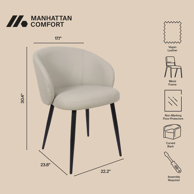 Manhattan Comfort Looma Vegan Leather Metal Side Chair - Set of 2