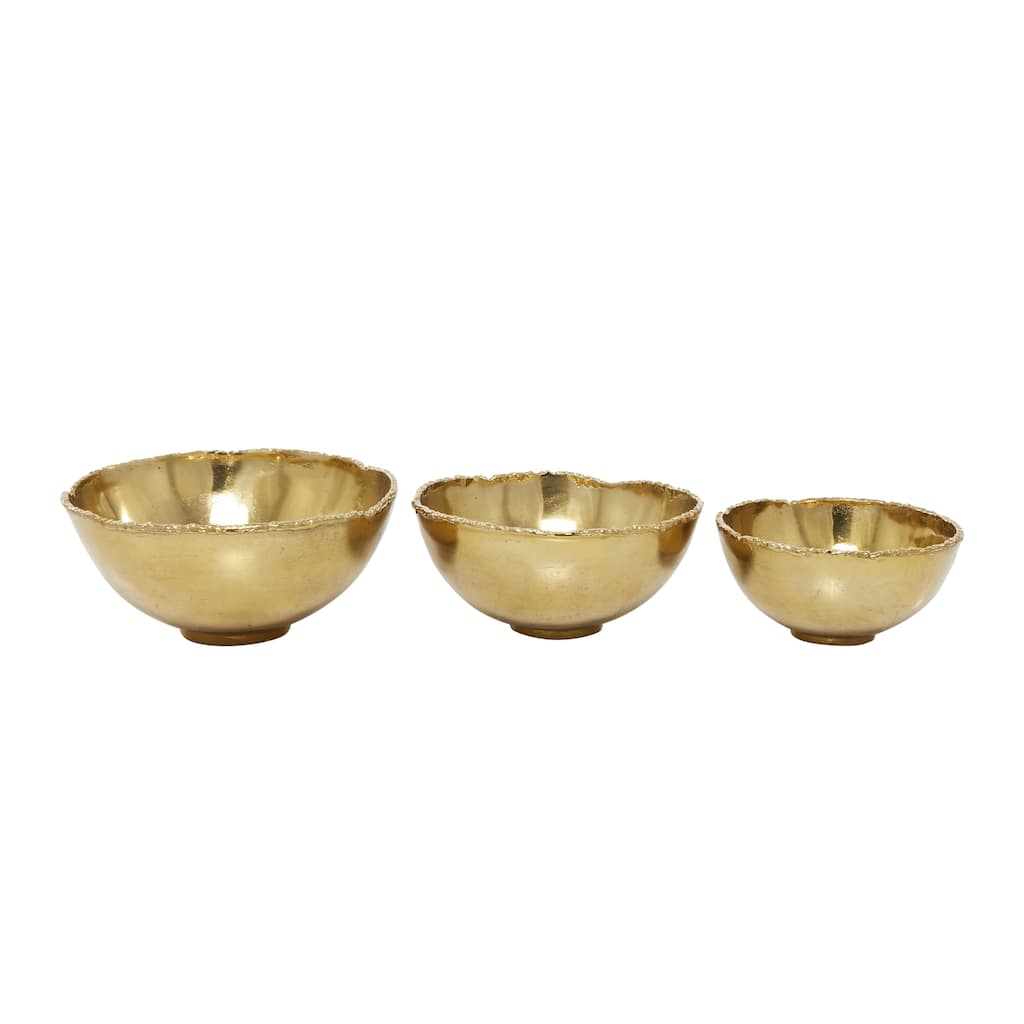 Aluminum Metal Decorative Bowl - Set of 3 Gold - Roche River Decor