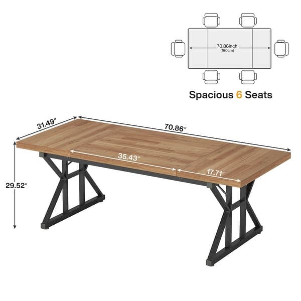 dimension image slide 8 of 9, 70.8-Inch Executive Desk, Large Computer Office Desk Workstation