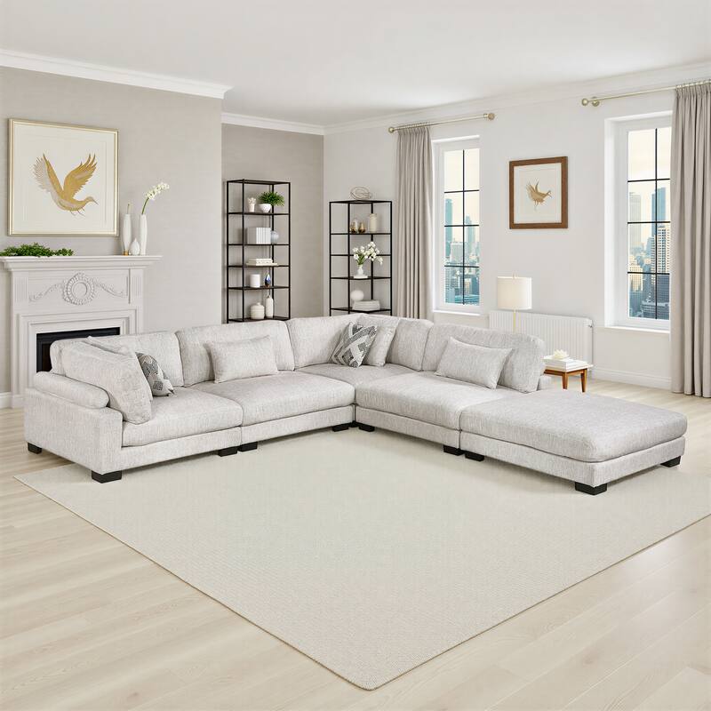 Fremont & Park Abbeville Microfiber 5-Piece Modular Sectional with Ottoman