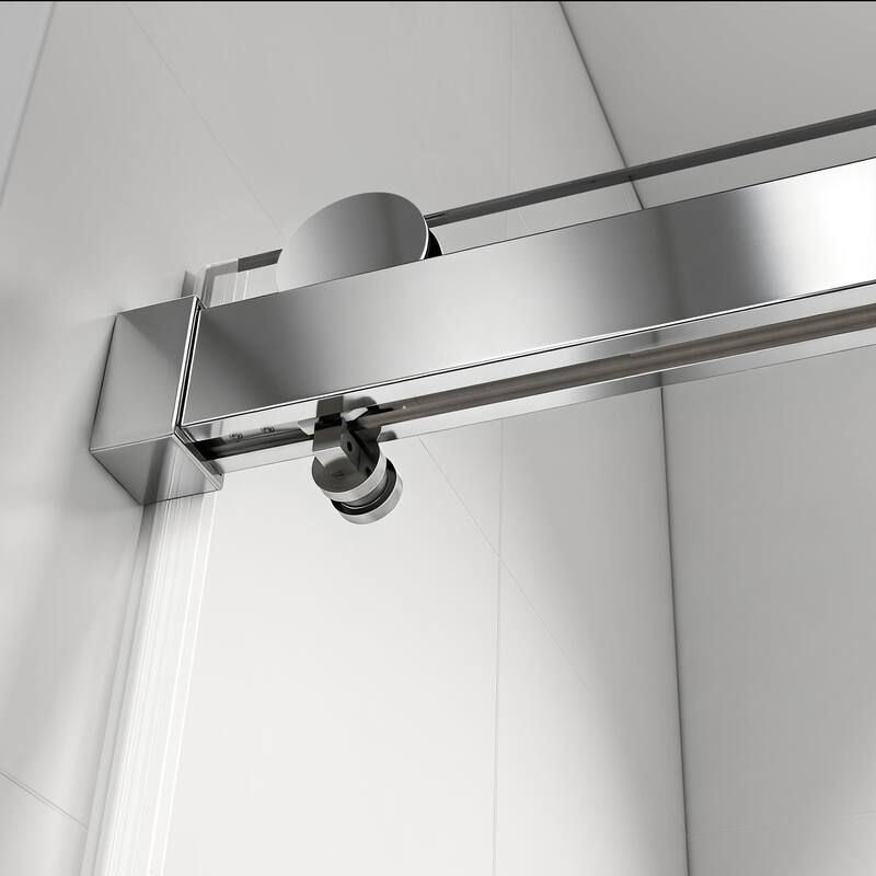 ABRUZZO 56-60" W x 76" H Frameless Soft-Closing Single Sliding Shower Door 1/4" (6mm) Explosion-Proof Tempered Glass