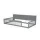 preview thumbnail 15 of 22, Kids Wood Semi-enclosed fence Floor Bed with Storage Cabinets and USB Ports