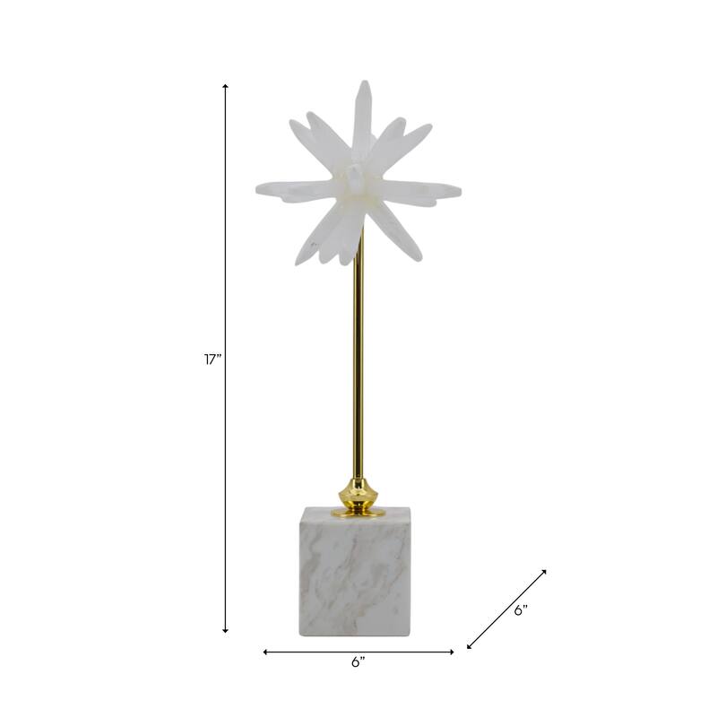 Stone and Marble Starburst Decorative Object with Geometric Base
