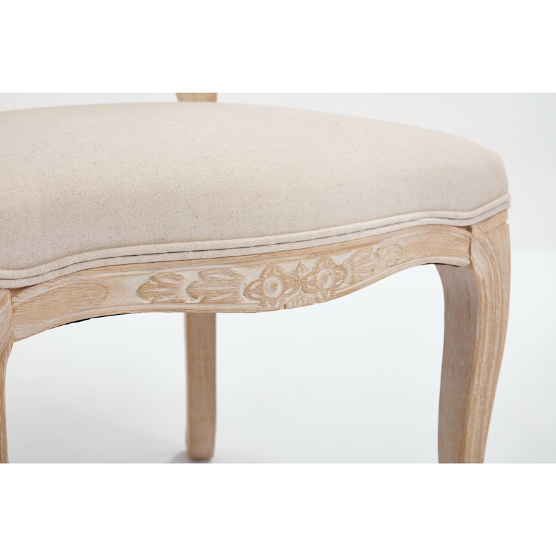 Set of 2 French Country Dining Chairs, Upholstered with Natural Rattan Fan-Shaped Back