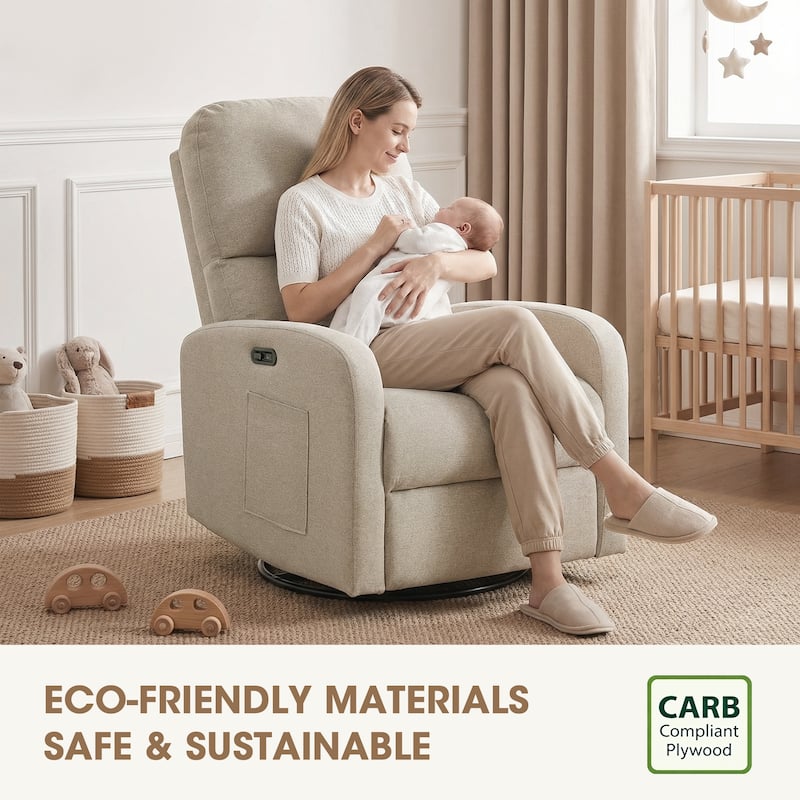 INK IVY Dakota Power Recliner 3-in-1 with Swivel, Glider, USB Ports