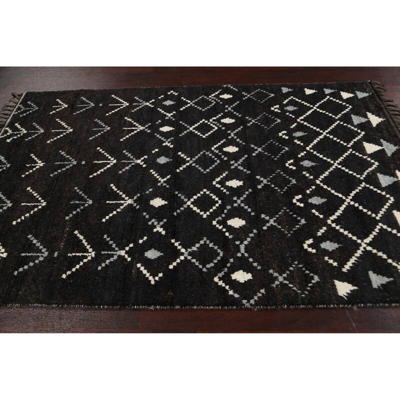 Vegetable Dye Modern Moroccan Berber Oriental Area Rug Wool Handmade - 4'6" x 6'11"