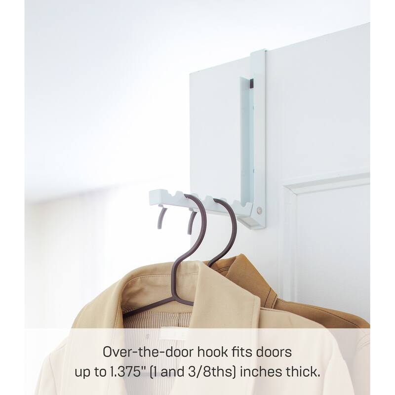 Yamazaki Home Over-the-Door Hook, Steel, Up To 1.375" Door, 1-Hook, Holds 13.2 lbs - L 2.76 x W 0.79 x H 7.87 inches