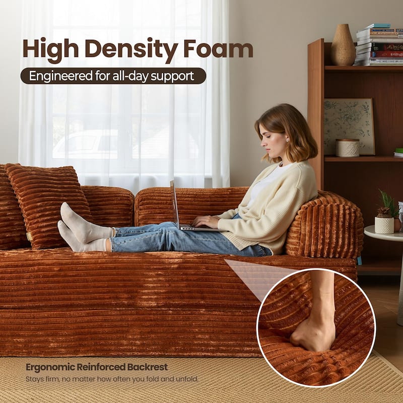 OVIOS Supreme Soft Fluffy Loveseat Sleeper Sofa