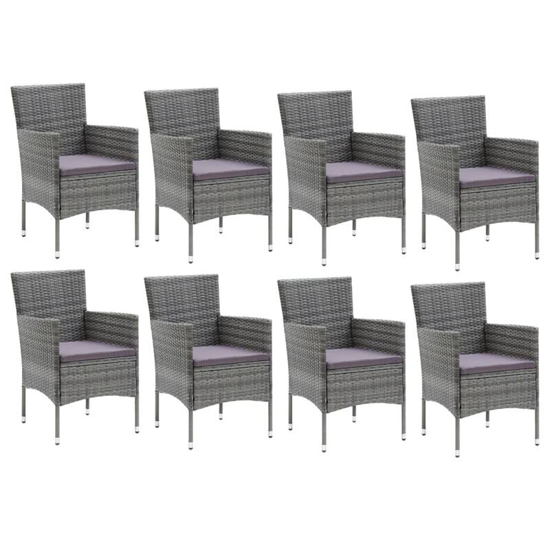 vidaXL Patio Dining Set with Cushions Poly Rattan