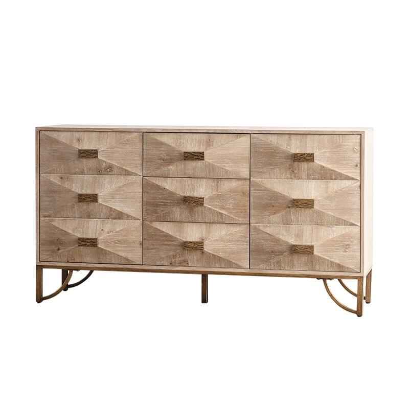 9 Drawers Dresser,Modern Dressers&Chests Of Drawers,Tv Stand,Light Wood Dresser For Bedroom,Living Room,Hallway