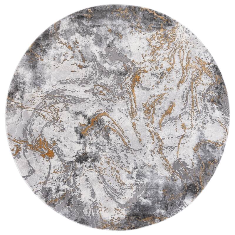 SAFAVIEH Craft Cupertina Modern & Contemporary Rug - 6'7" Round - Grey/Gold