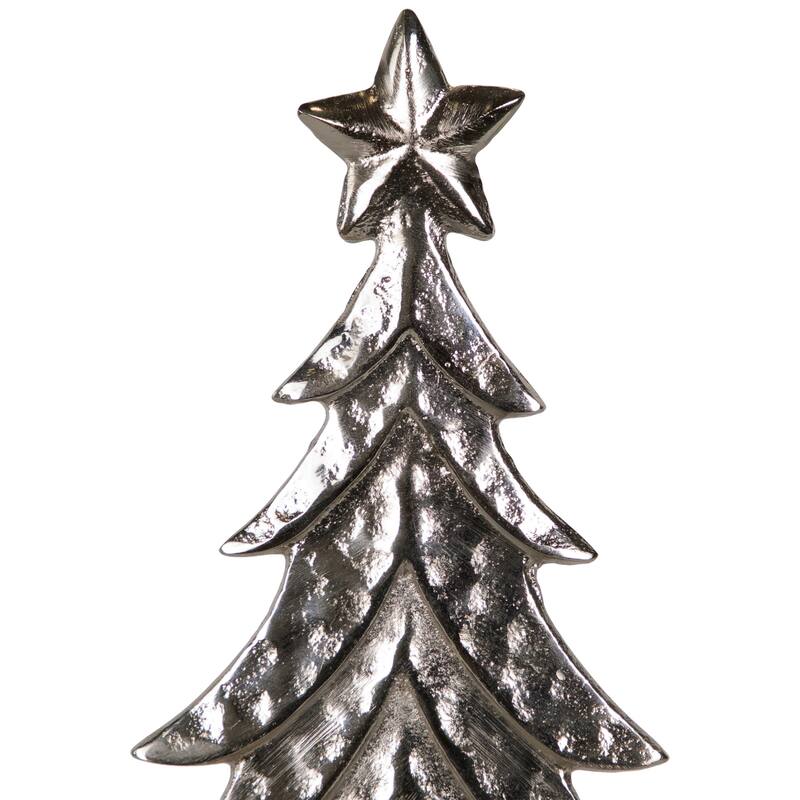 Pine Trees Textured Metal Christmas Tabletop Decorations - 11" - Set of 2