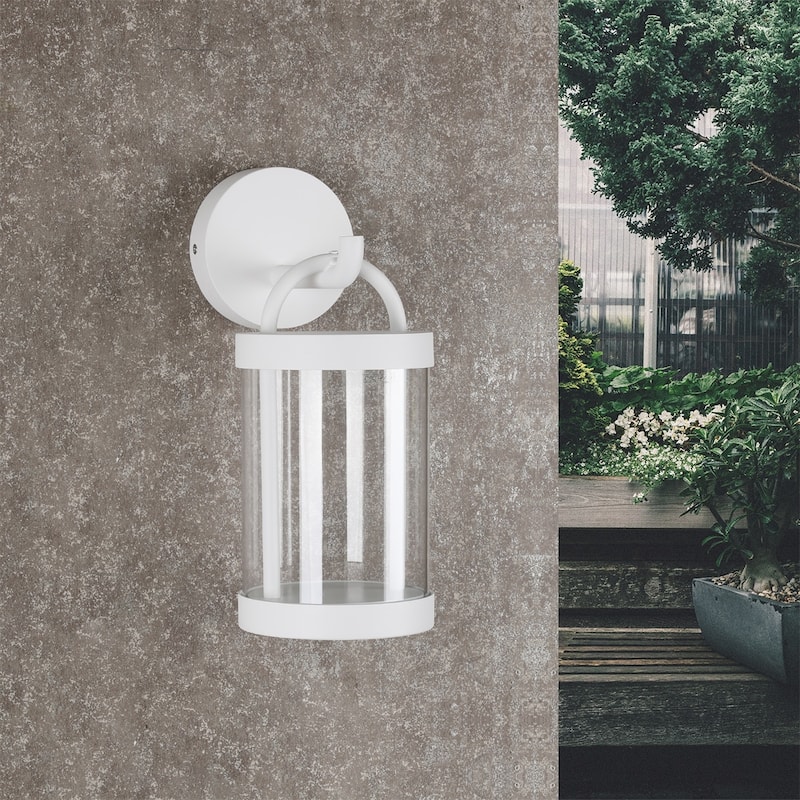 Outdoor Wall Lantern Exterior Wall LED Outdoor Light Fixture Outdoor Wall Light Porch & Patio Lights,Large,Waterproof for Garage - white