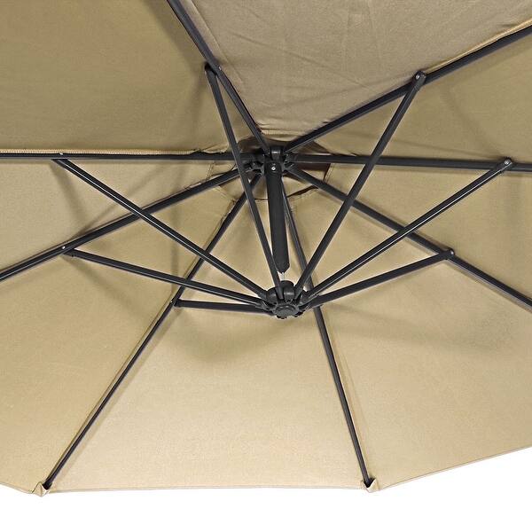 Shop Black Friday Deals On Sunnydaze Steel 10 Foot Offset Patio Umbrella With Cantilever Crank And Cross Base 8 Steel Ribs Overstock 15362902