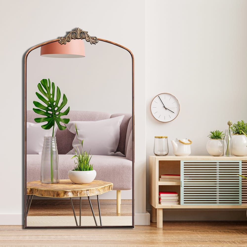 Classic Antique Arched Mirror Hanging or Leaning Against Wall.