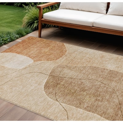 HomeRoots Abstract Transitional Rectangle Outdoor Rug