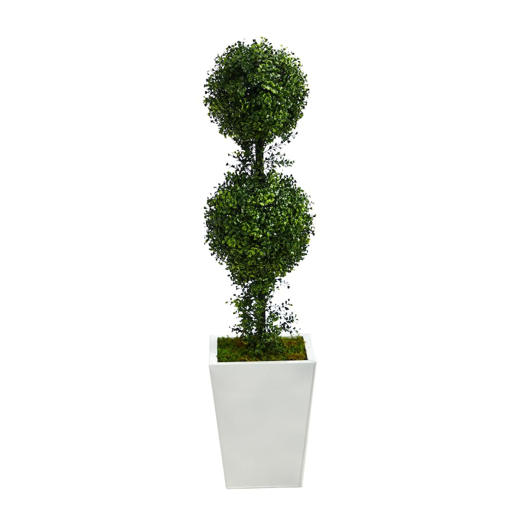 3.5' Boxwood Double Ball Topiary Artificial Tree in Planter - 15"