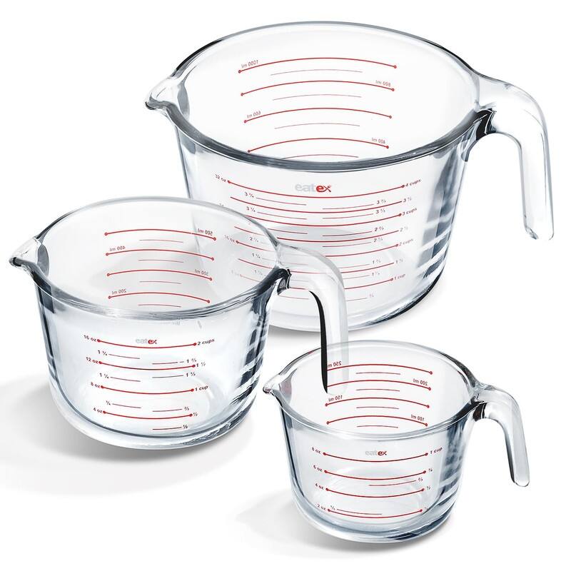 Glass Measuring Cups Set of 3/6 -Liquid Measuring Cups - 1 Piece -  Set of 3