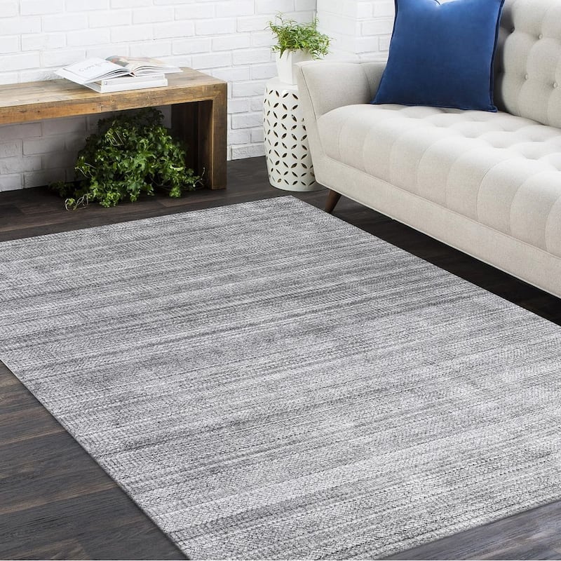 Overton Handmade Modern Contemporary Striped Area Rug - 5' x 8' - Gray