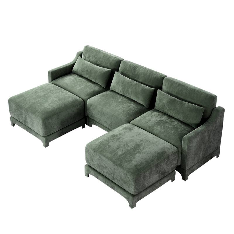 Contemporary Superior Comfort Sectional Sofa with Ottomans and Lumbar Pillows