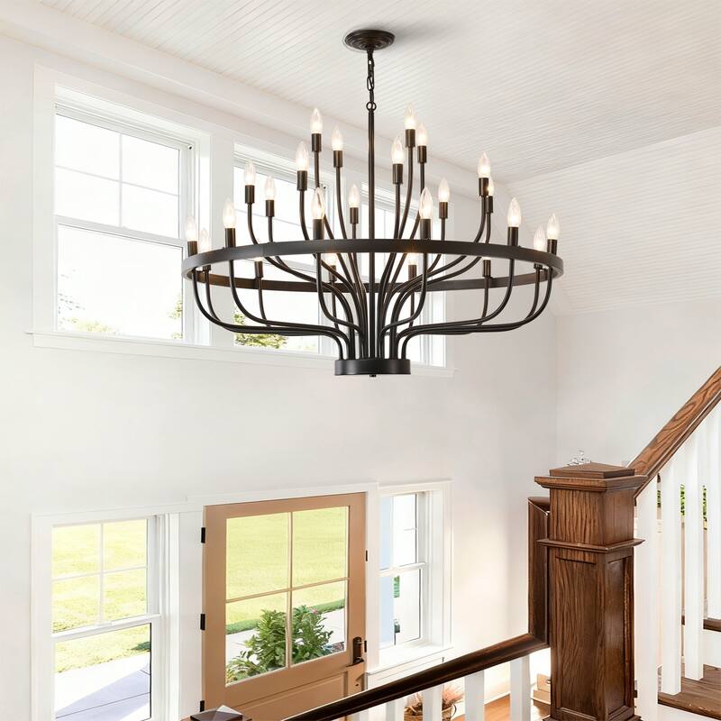 Industrial Chandelier Rustic Vintage 24-Lights Candle Style Light Fixture Large Retro