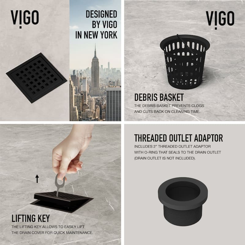 VIGO Elan Square Shower Drain