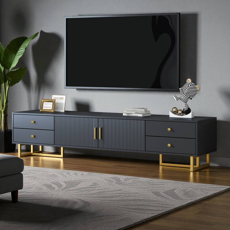 70.9'' Modern TV Stand for 65+ Inch TVs, Entertainment Center with 4 Drawers, Cabinet & Cable Management for Living Room