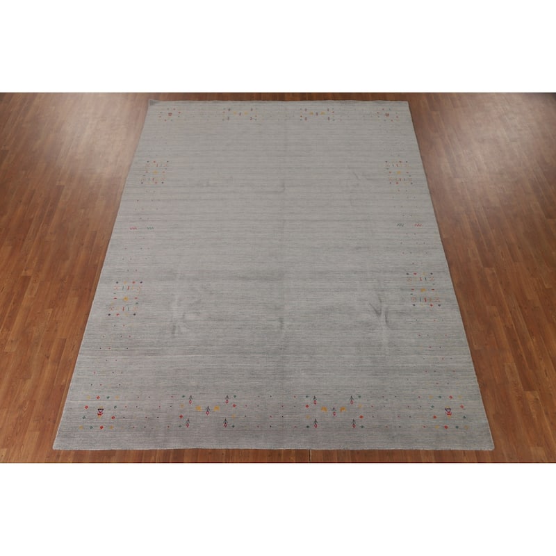 Striped Gabbeh Indian Area Rug Wool Carpet - 8'9" x 11'7"