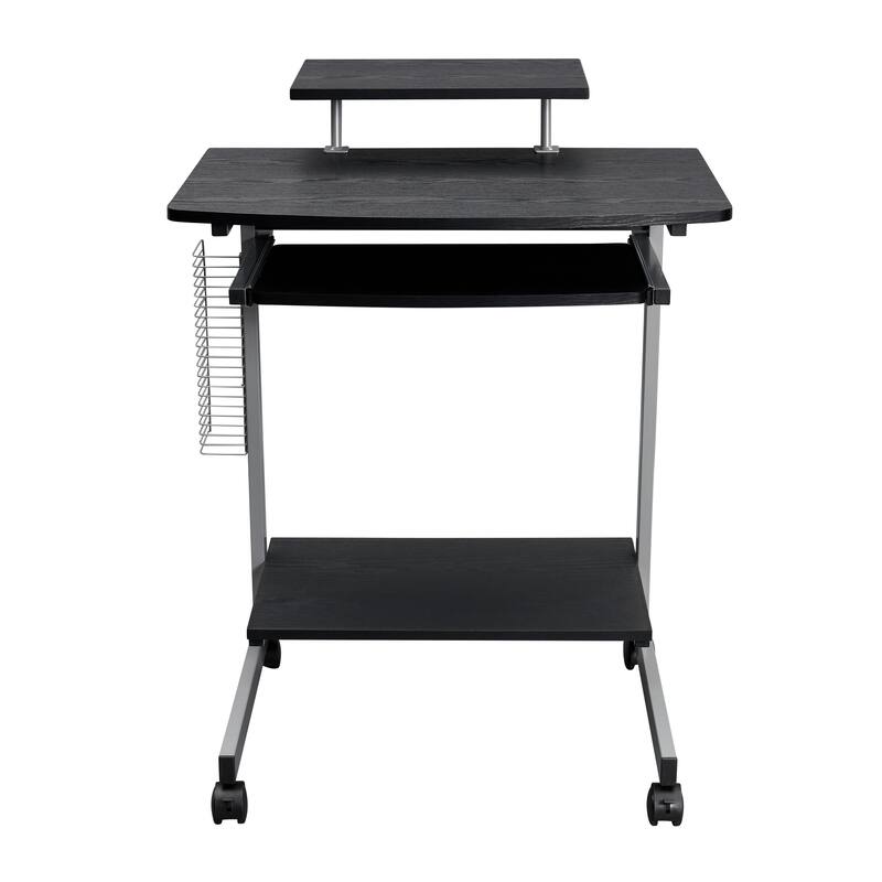 All-in-One Computer Workstation with Media Rack, Locking Casters, and Moisture-Resistant Laminate Finish