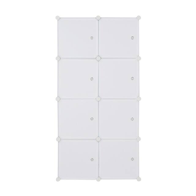 8/12/16/20 Cube Organizer Stackable Plastic Cube Storage Closet Cabinet with Hanging Rod White