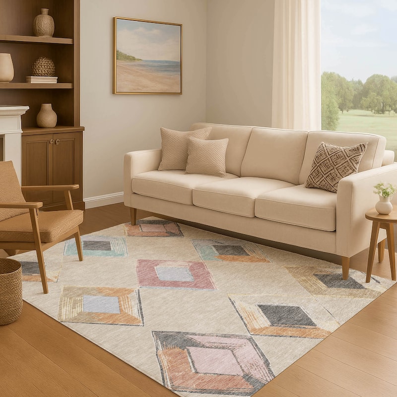 Premium Washable Super Soft Modern Diamond Mayfield Rug