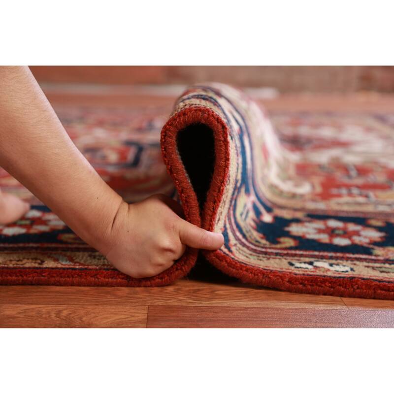 Hand Knotted Oriental 100% Wool Carpet Traditional Medallion Oranges & Rust Heriz (serapi) Area Rug - 11' 10'' X 9' 0''