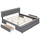 preview thumbnail 8 of 7, King Size Upholstery Platform Bed with Two Drawers, Gray