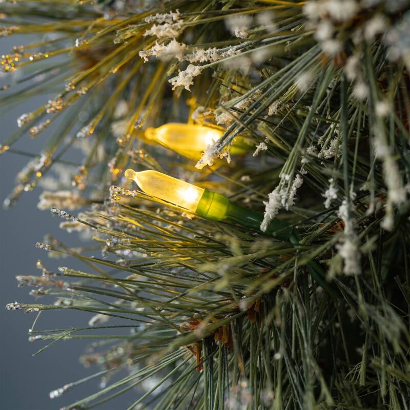 Glitzhome 3ft Pre-Lit Frosted Greenery Pinecones Christmas Teardrop With Timer - 36.00"H