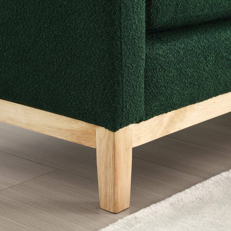 Elegant 53.5" Upholstered Ottoman Bench with Wood Legs & Bolster Pillows
