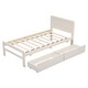 preview thumbnail 6 of 7, Elegant Design Modern Twin Size Platform Bed Frame with 2-Drawers, No Box Spring Needed, Sturdy Rubberwood, White Washed