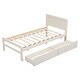 preview thumbnail 7 of 8, White Washed Twin Size Platform Bed Frame with 2 Drawers and Headboard, Storage Bed, No Box Spring Needed, for Boys Girls Adult