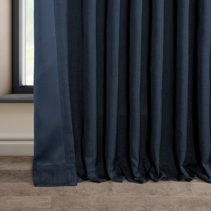 Exclusive Fabrics Faux Linen Extra Wide Room Darkening Curtains Panel - Versatile Privacy Drapery for Wide Windows (1 Panel)