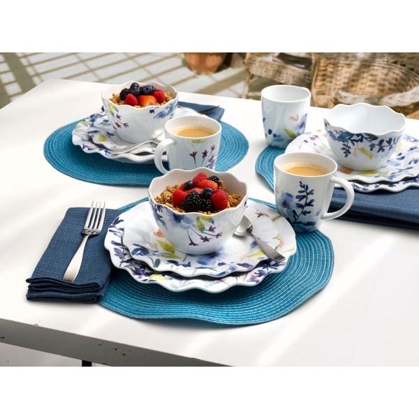 Fitz and Floyd Floral Splash 16 Piece Dinnerware Set Service for