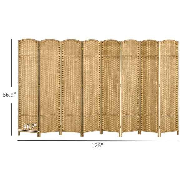 dimension image slide 1 of 5, HOMCOM Room Divider, 8 Panel Folding Privacy Screen, 5.6' Tall Freestanding Wall Partition