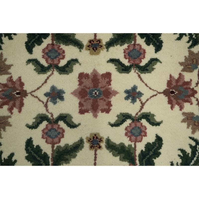 Hand Knotted Oriental 100% Wool Carpet Traditional All-Over Beige & Ivories Kashan Runner Rug - 9' 9'' X 2' 7''