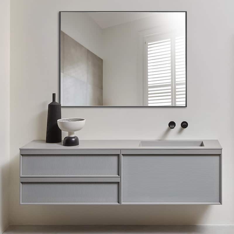 Rectangle Aluminum Framed Wall Mirror Bathroom Vanity Mirror - 36"Wx27"H - Black