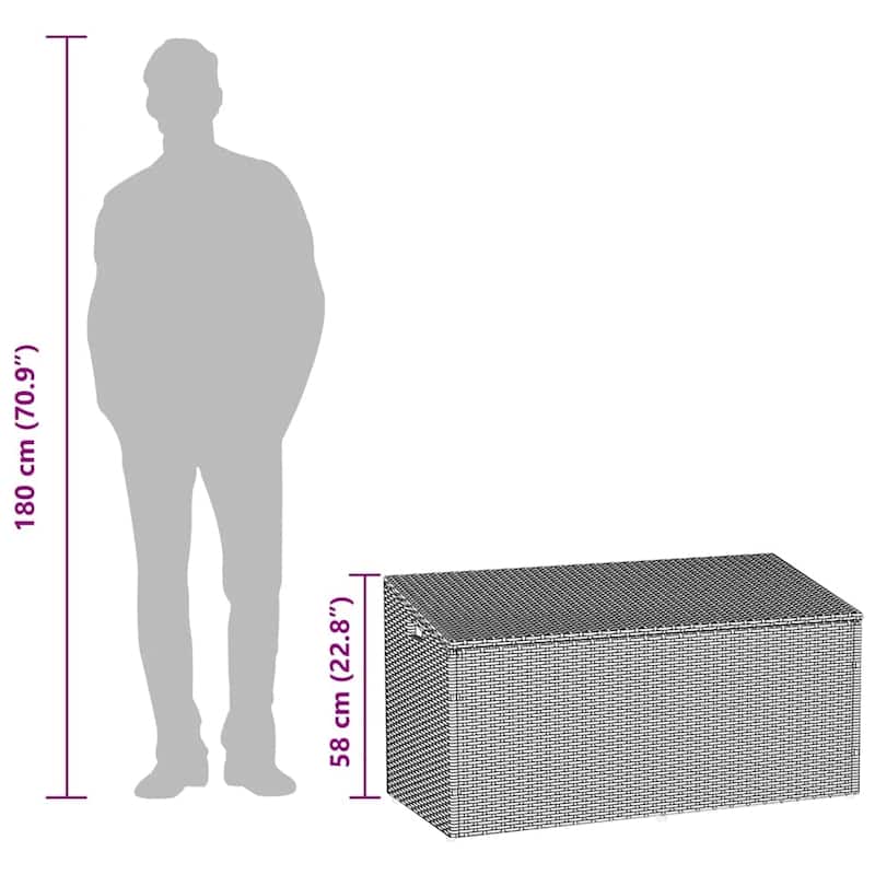 vidaXL Garden Storage Box Beige PE rattan, Powder-coated steel Medium - 19.7 x 43.3 x 22.8