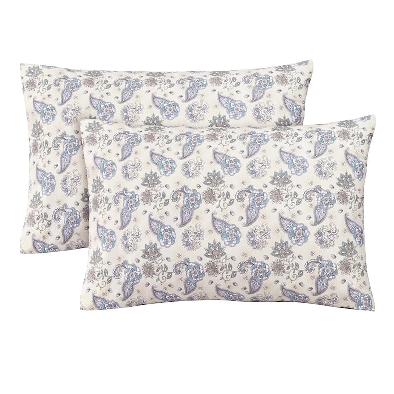 300 Thread Count Cotton Percale Pillowcases with Envelope Closure - King/ Pillowcase - Beige Paisley
