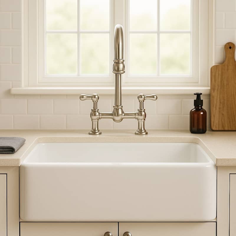 Turner 30" White Fireclay Single Bowl Farmhouse Apron-Front Undermount Sink