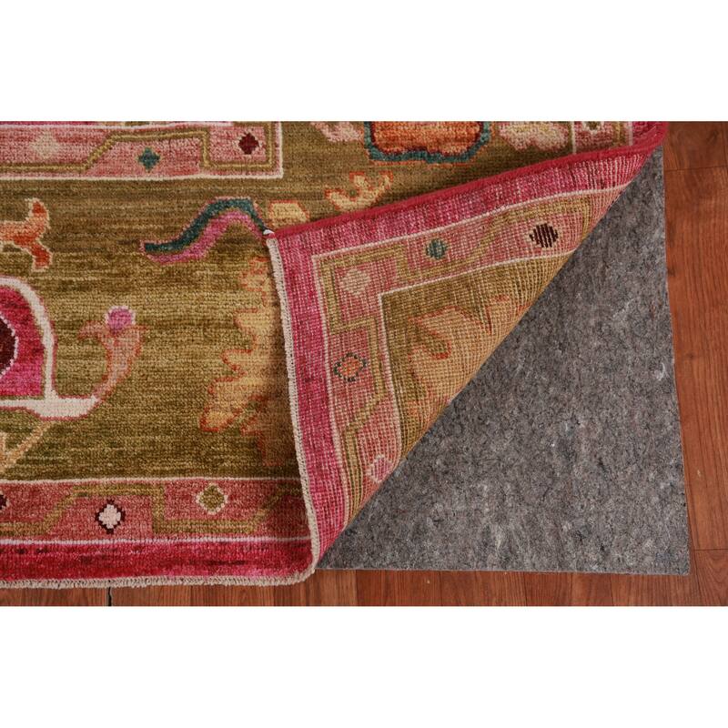Hand Knotted Oriental 100% Wool Carpet Transitional All-Over Pink Oushak Area Rug - 9' 8'' X 8' 0''