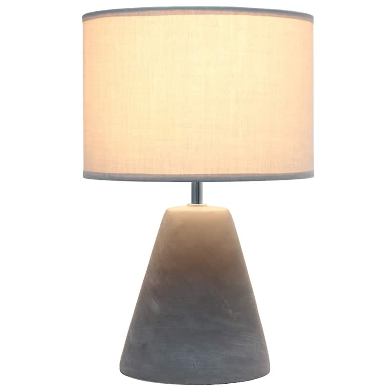 14.37" Organic Modern Tapered Concrete Table Lamp, For Living Room, Entryway, Bedroom, Stylish Accent Lighting, Black Shade