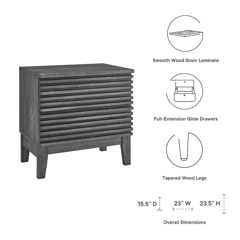Render Two-Drawer Mid-Century Modern Nightstand