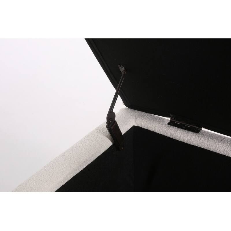 White Modern Tufted Top Upholstered Storage Bench